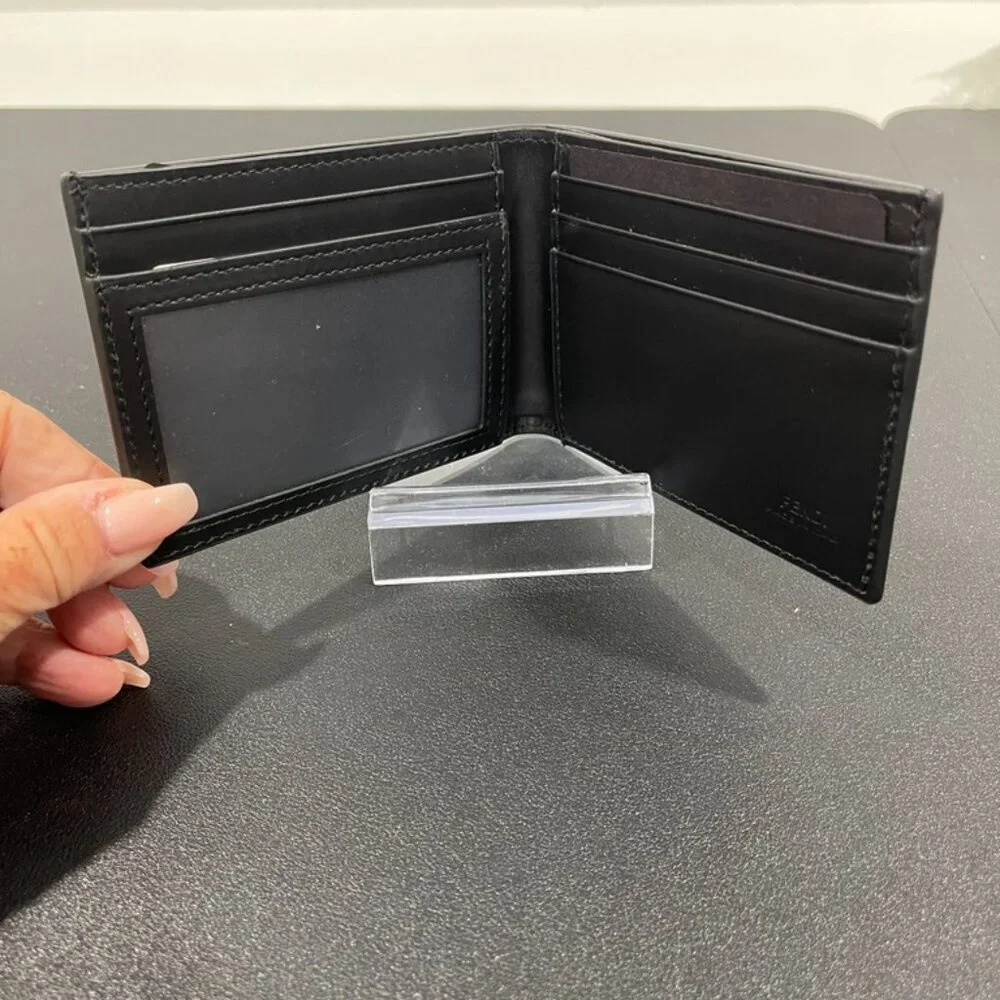 Fendi Black Micro FF Embossed Bi-Fold Wallet (JB1332)